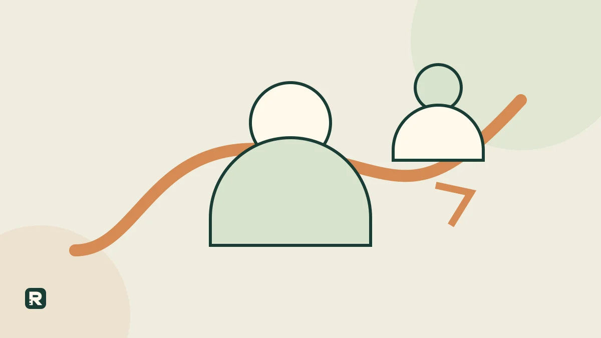 An original illustration places a customer at the centre, with a business guide and a clear path nearby.